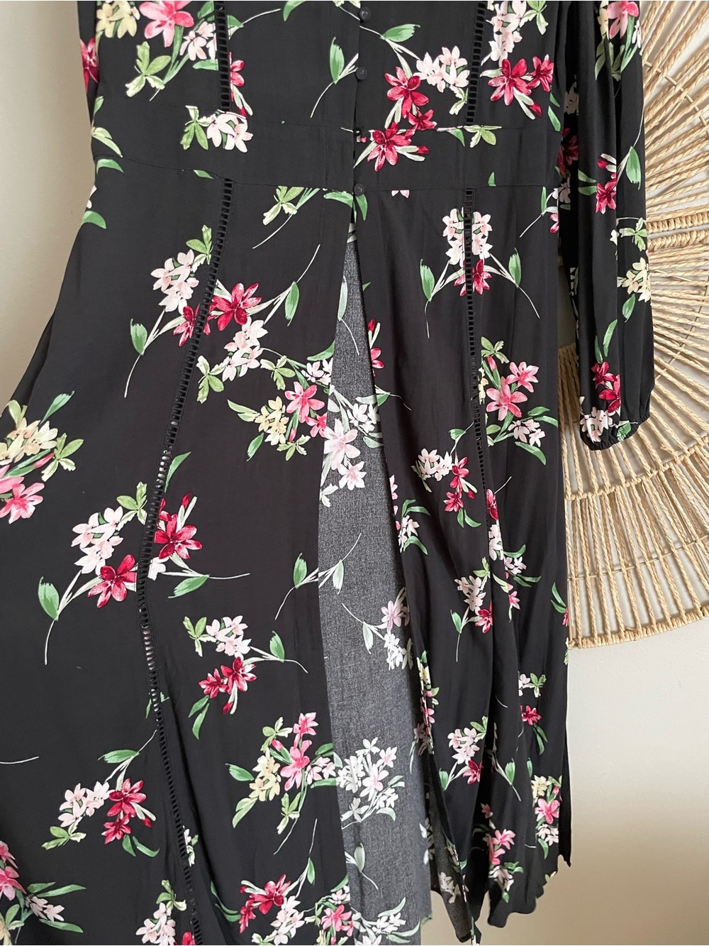Lovestitch Floral V-Neck Maxi Duster Dress - Size L - Picture 7 of 8
